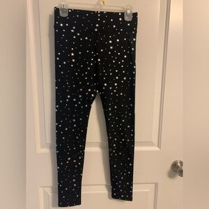 Terez Athletic Tights, X-Small, NWT, Black with Silver Stars.